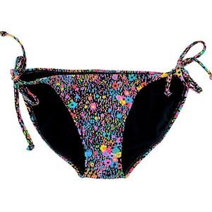Old Navy Women’s Neon Colorful Floral Tie Sides Bikini Swim Bottoms Small